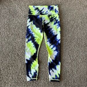 Athleta Elation Tie Dye 7/8 Leggings - Women’s Small - Neon, Blue, Black, White